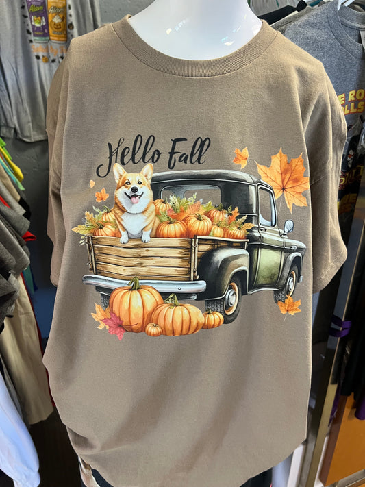 New  unisex T-shirt fall corgi