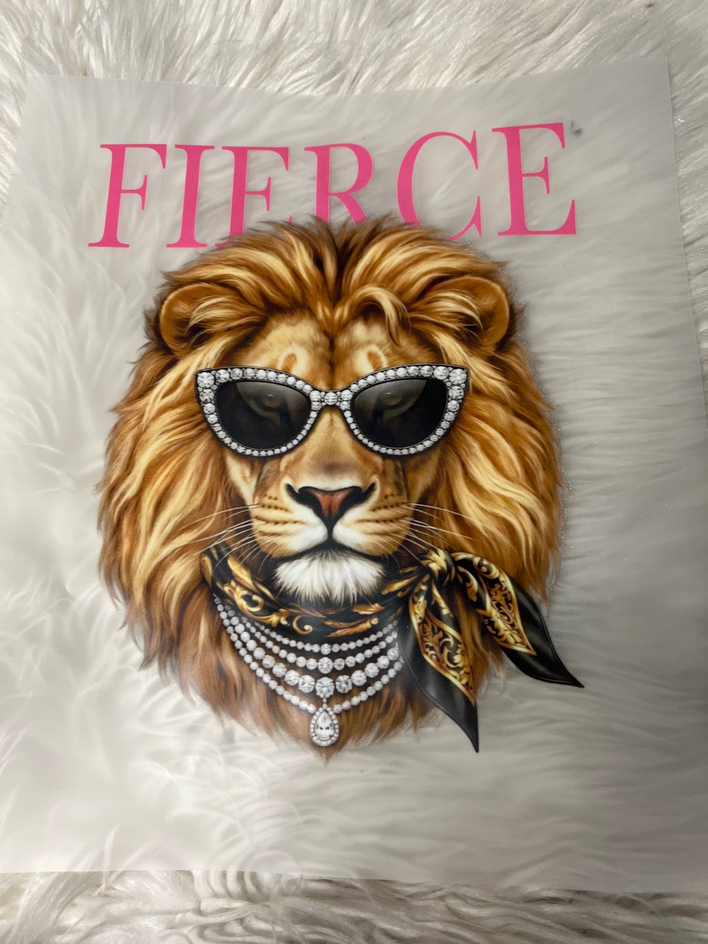 New funny DTF pink fierce lion