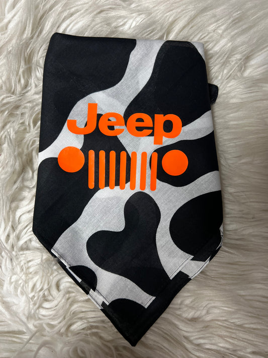 New dog bandanna cow neon orange