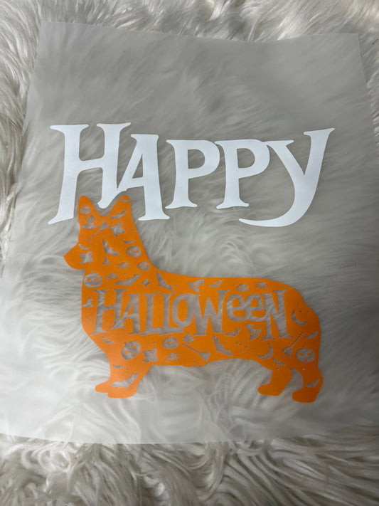 DTF  print spooky Halloween corgi