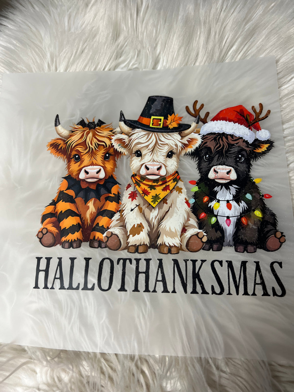 New DTF cow hallothanksmas