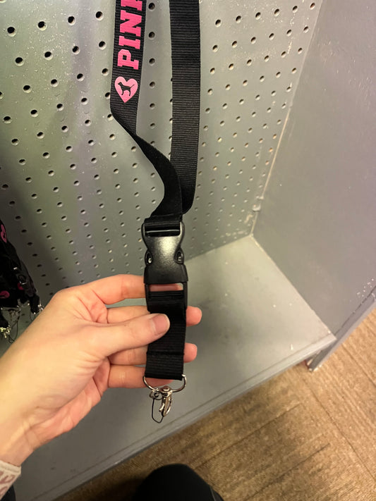 New love, pink and black lanyard