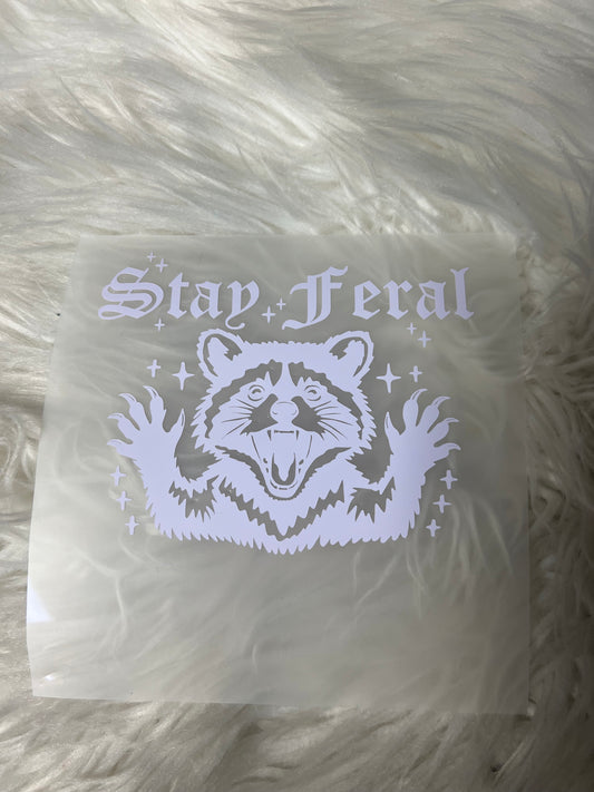 New stay feral  raccoon car decal