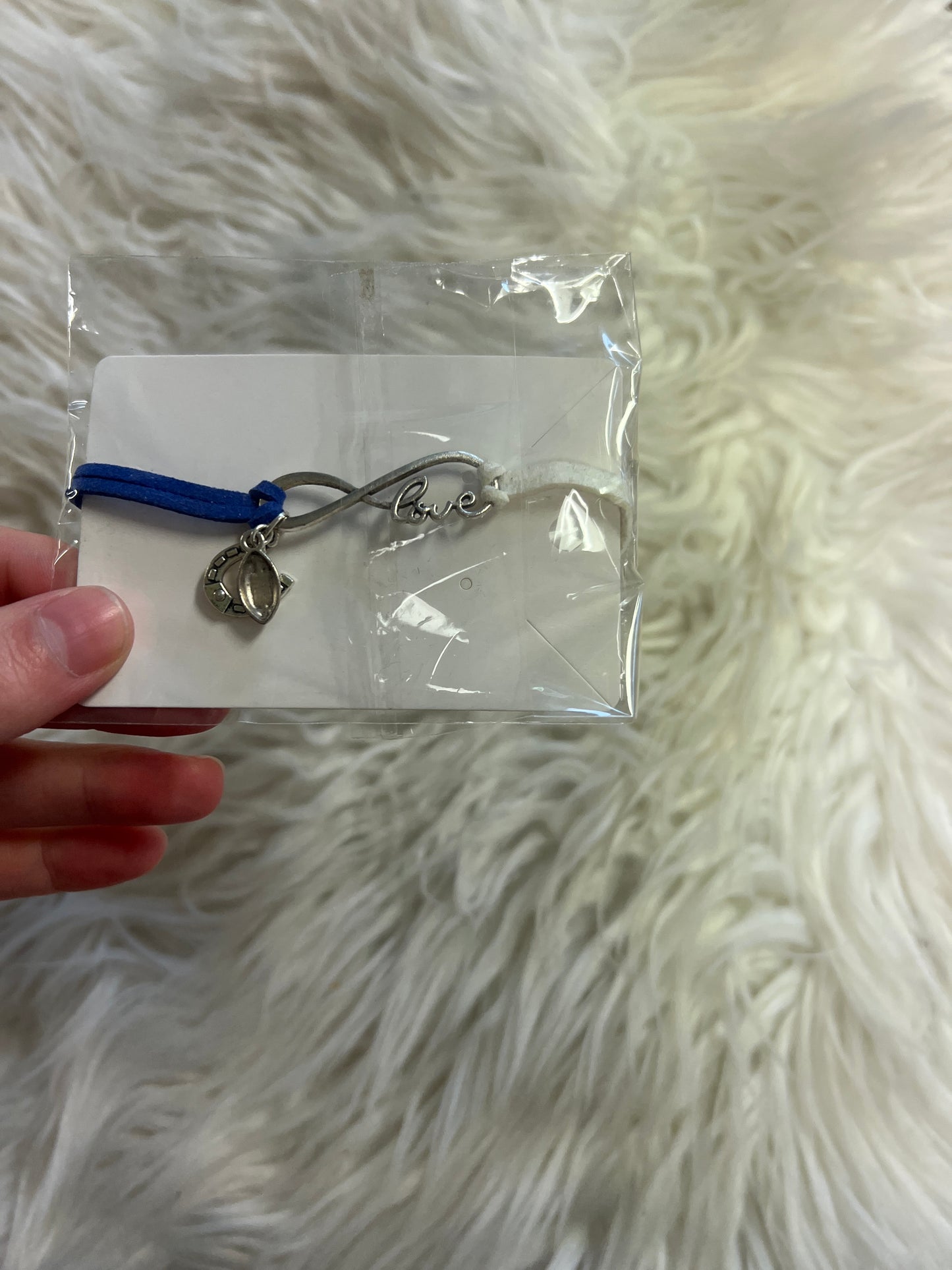 new bracelet blue and white football and horseshoe charm