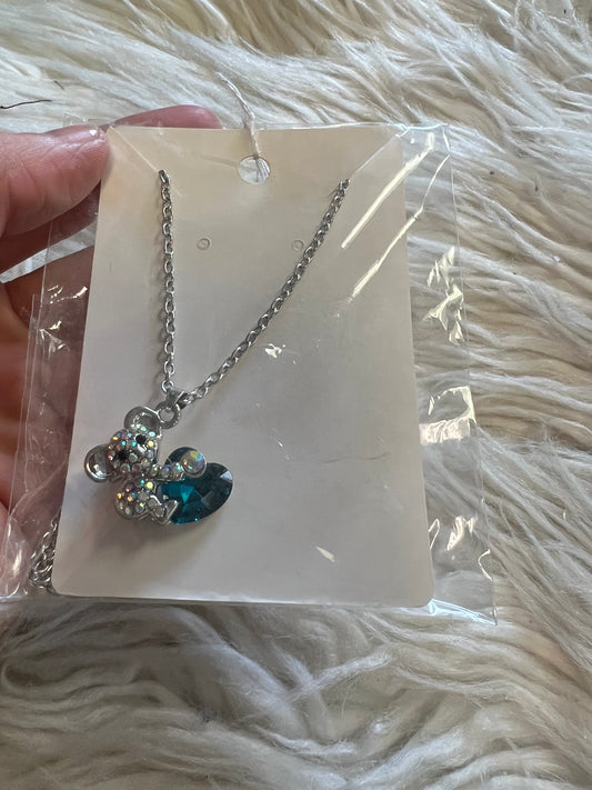 Rhinestone blue heart necklace