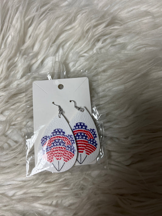 New American flag theme faux leather earrings