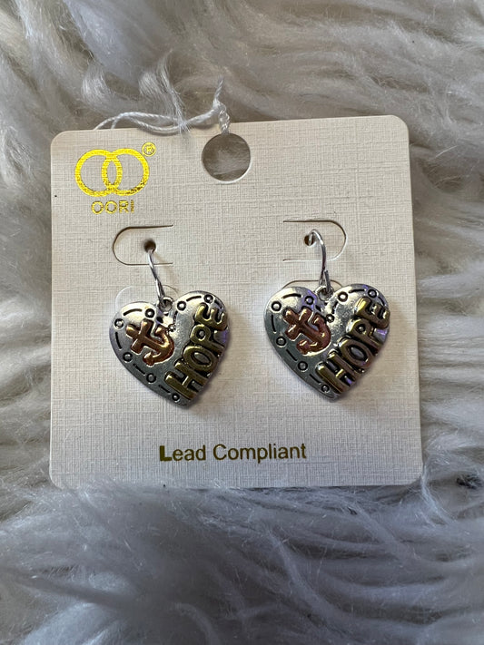 New hope anchor heart earrings