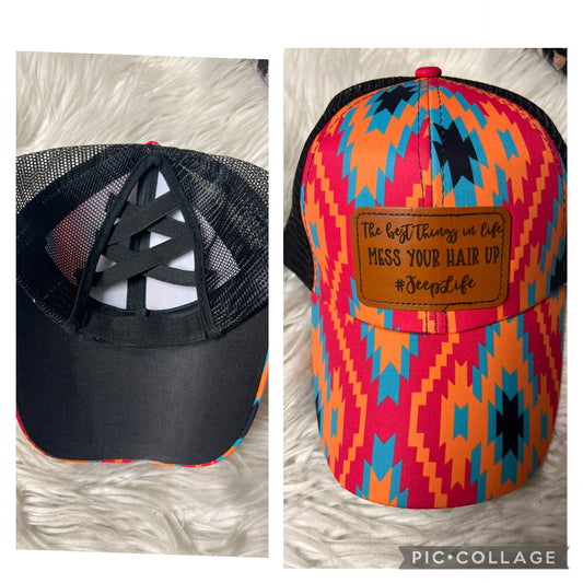 Brand new laser engrave patch hat multicolored