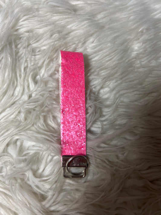 New keychain wristlet pink glitter