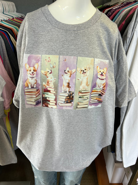 Unisex new T-shirt corgi books