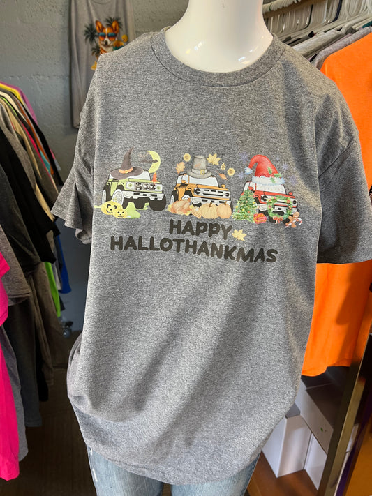 New  unisex T-shirt 4 x 4 Halloween Thanksgiving, Christmas, all in one design