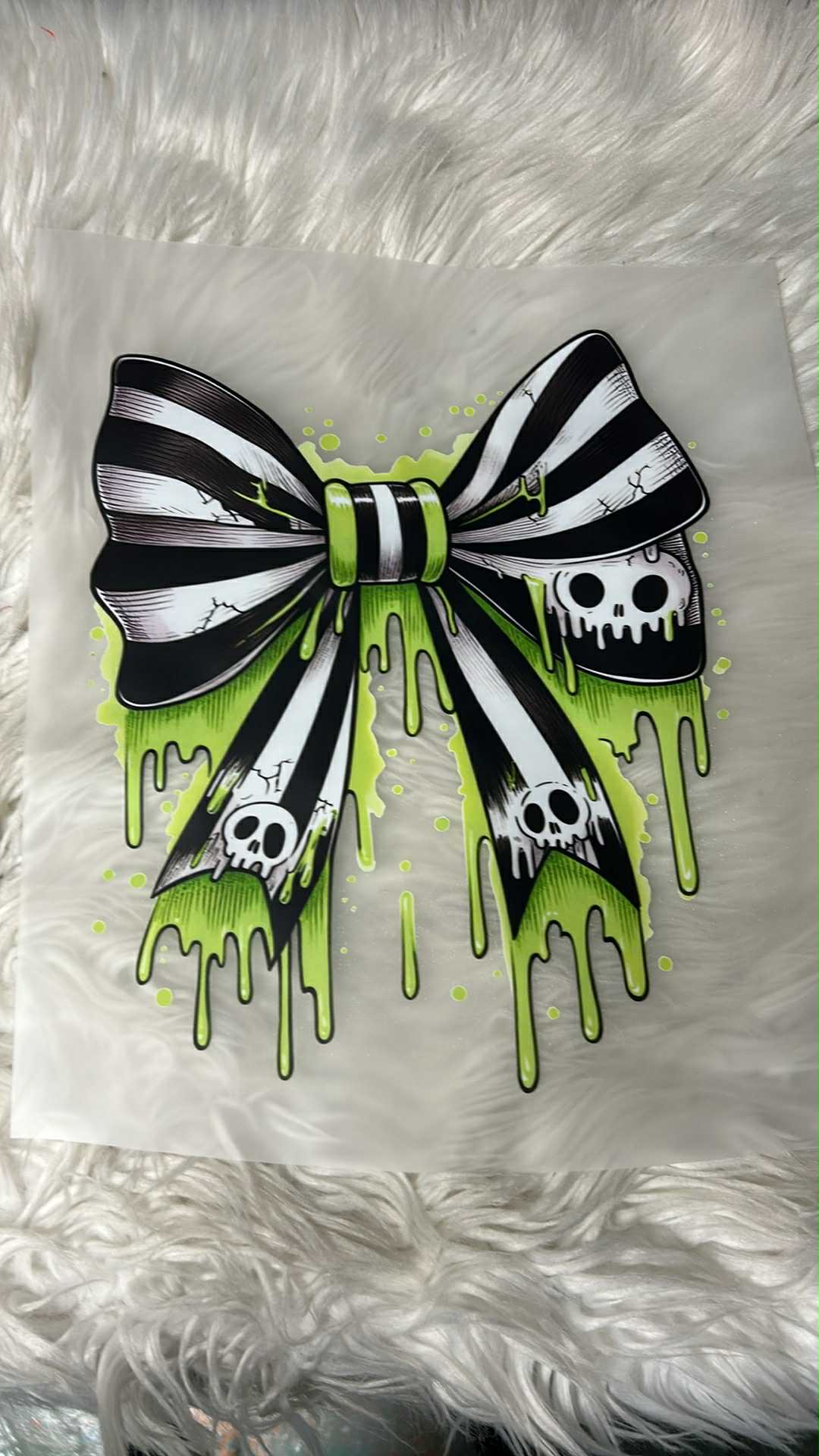 New  dtf scary green ghost bow