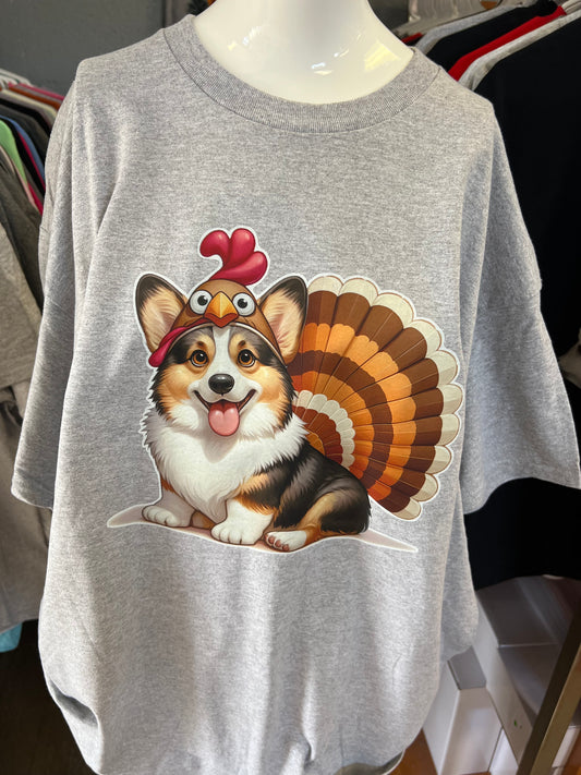 New  unisex T-shirt thanksgiving corgi tri