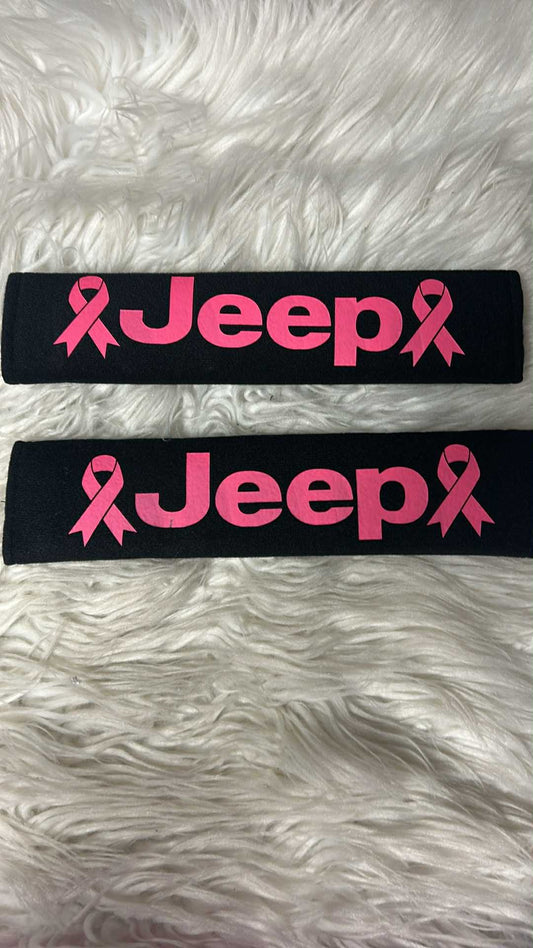 New seatbelt covers hot pink breast cancer