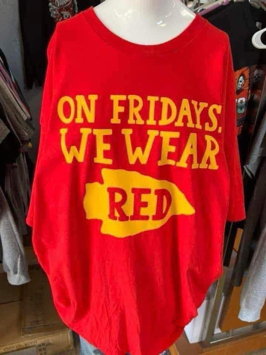 New  unisex T-shirt kc on Fridays we were red 