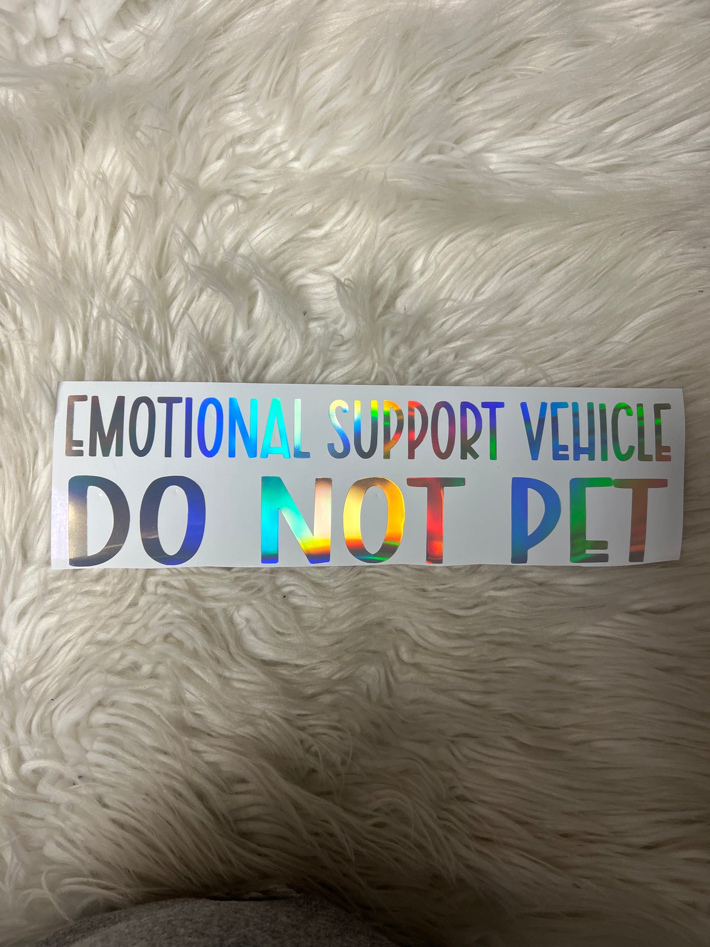 Emotional support vehicle do not pet decal holographic, silver