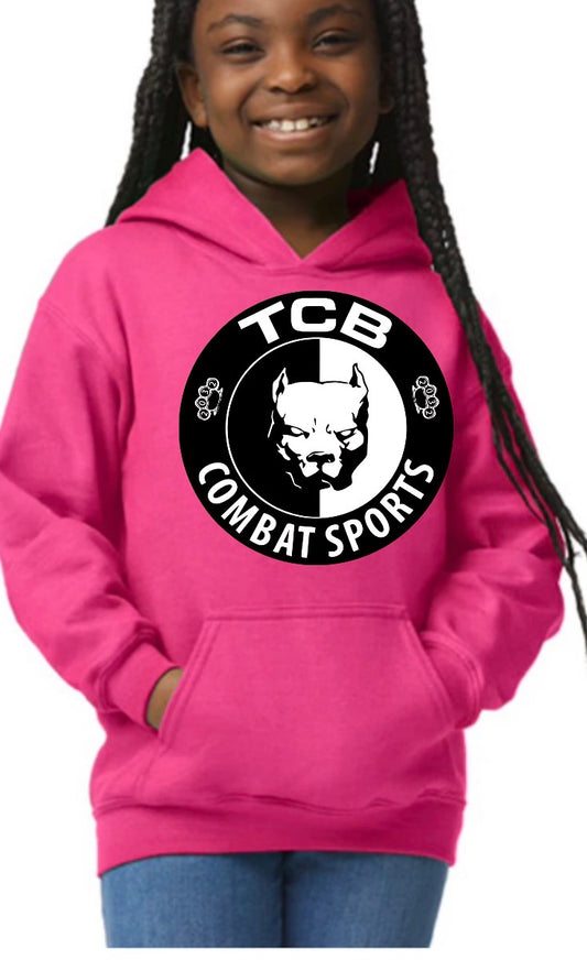 Hot pink TCB unisex Gilden youth  hoodie