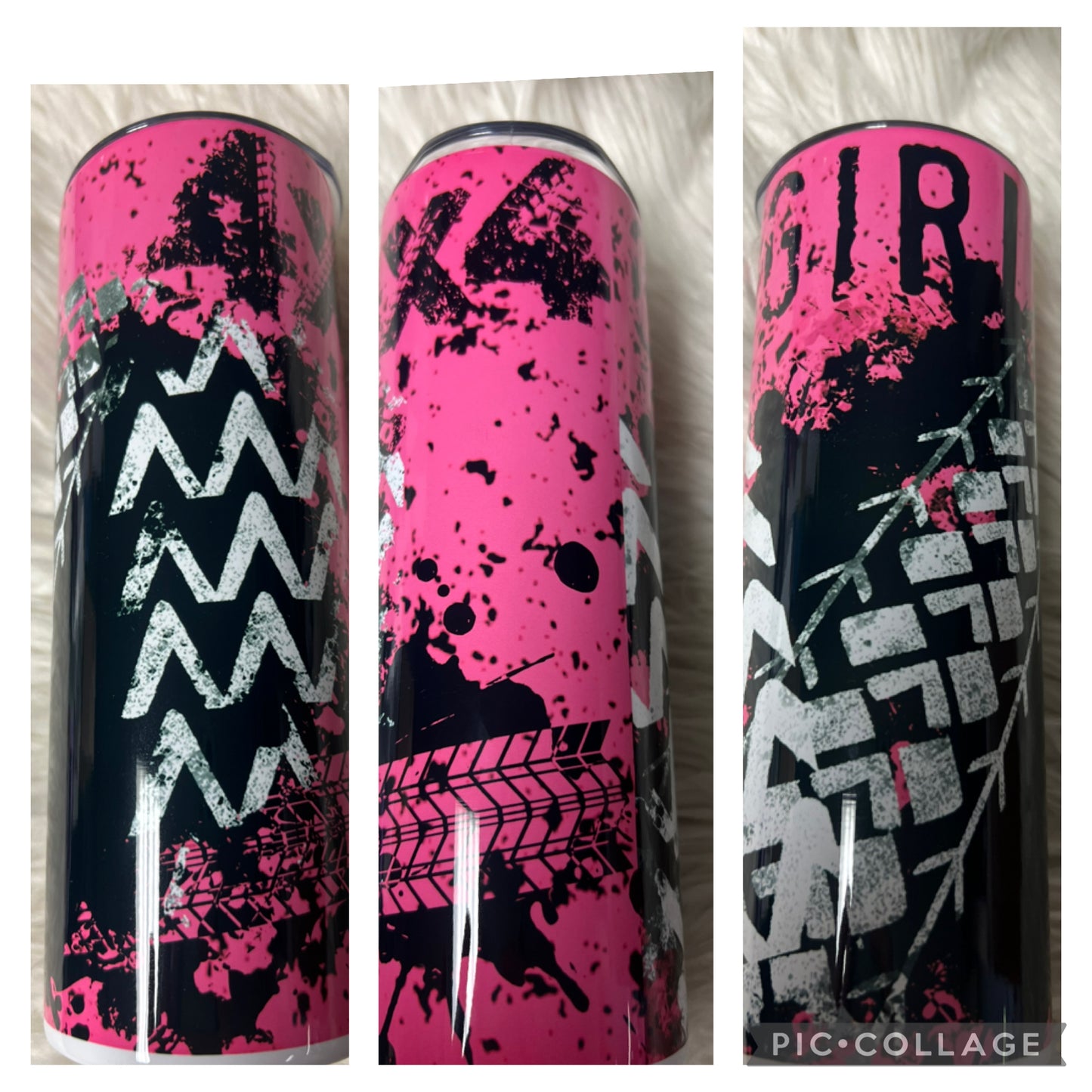 20 ounce metal Tumblr 4 x 4 girl, pink