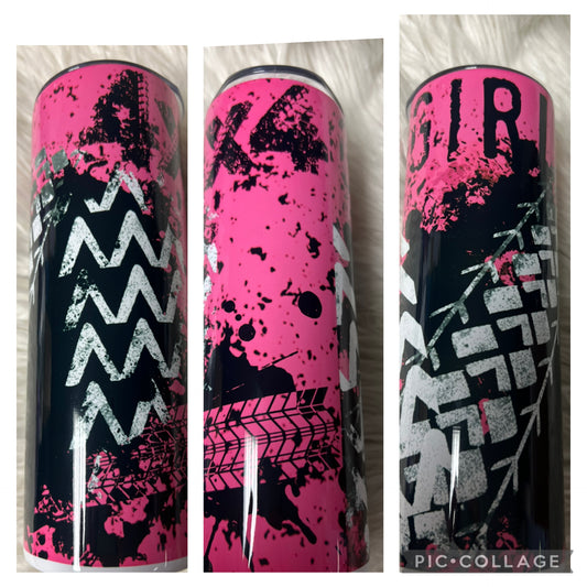 20 ounce metal Tumblr 4 x 4 girl, pink