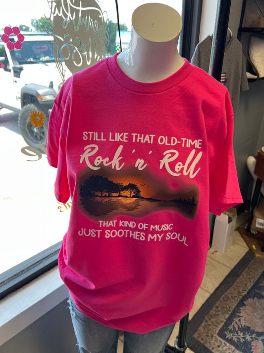 New  unisex T-shirt rock ānā roll hot pink