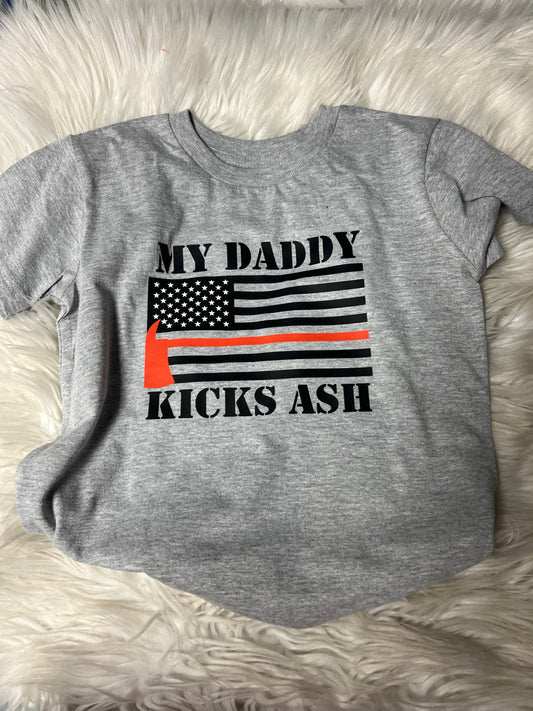 Unisex new T-shirt youth my daddy kicks Ash firefighter