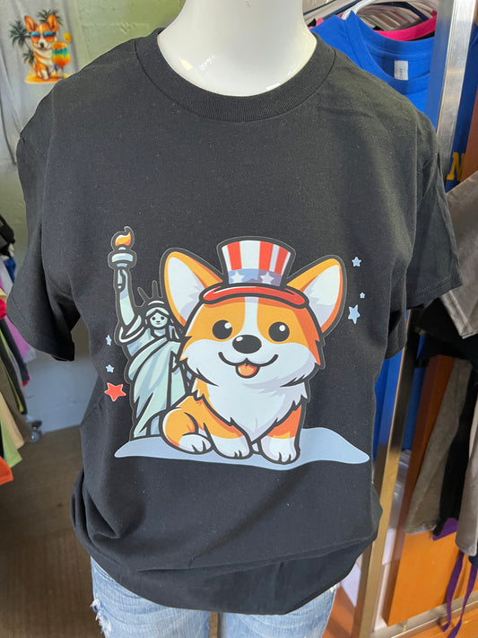 Unisex new T-shirt USA corgi