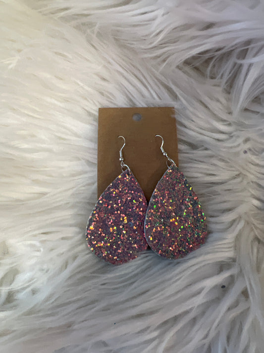New faux leather  glitter earring