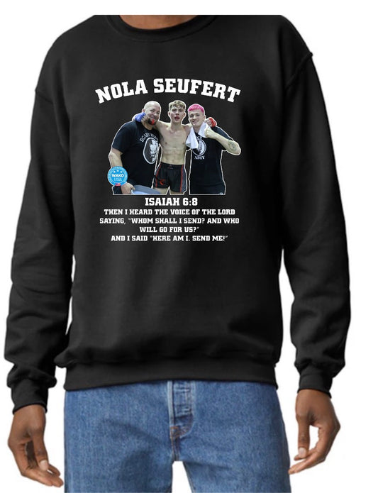 Nola Seufert youth crewneck sweatshirt, Gilden