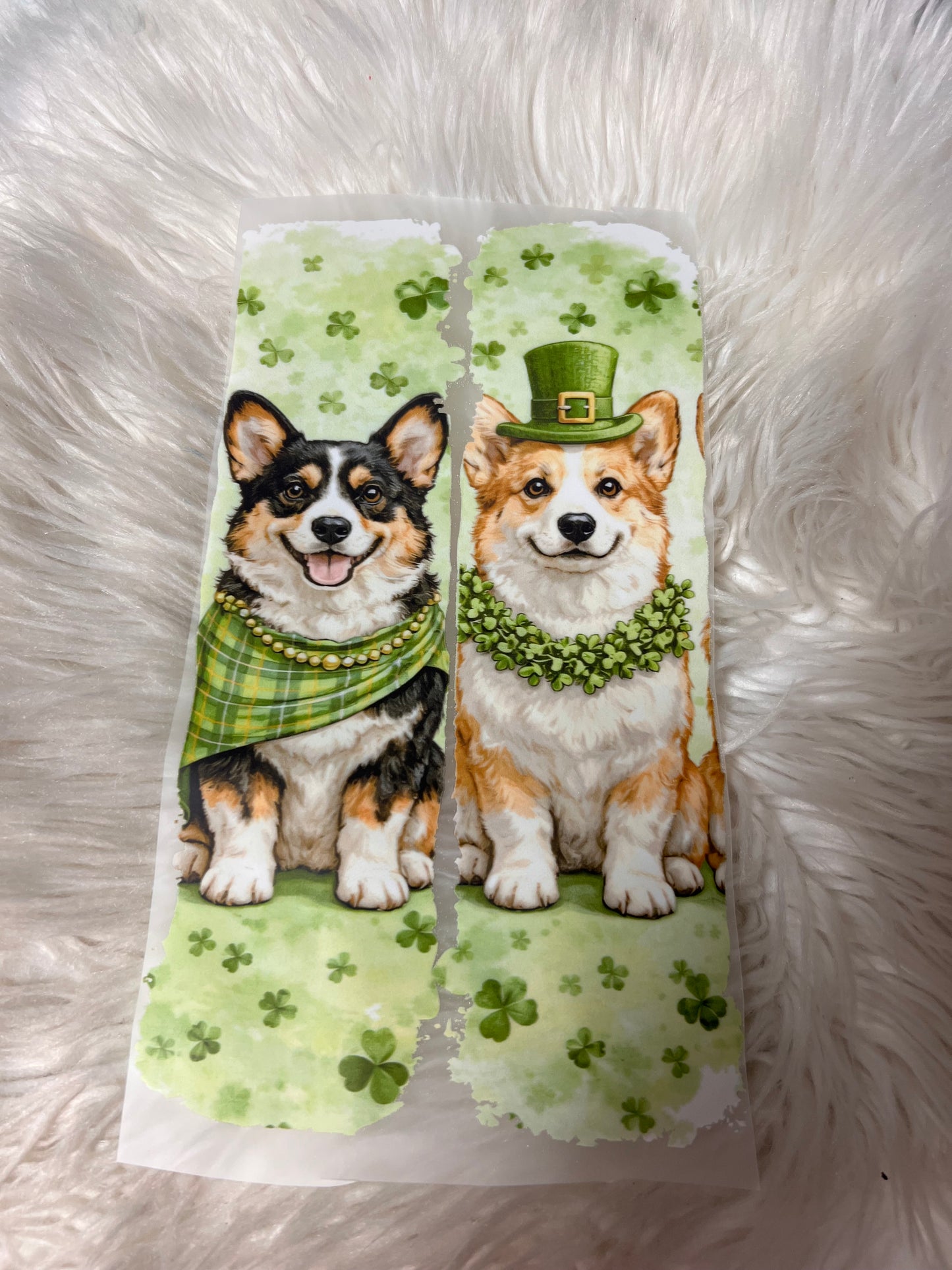New DTF corgi st. Patrick’s Day.