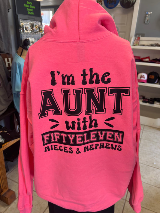 New unisex Aunt pink front and back