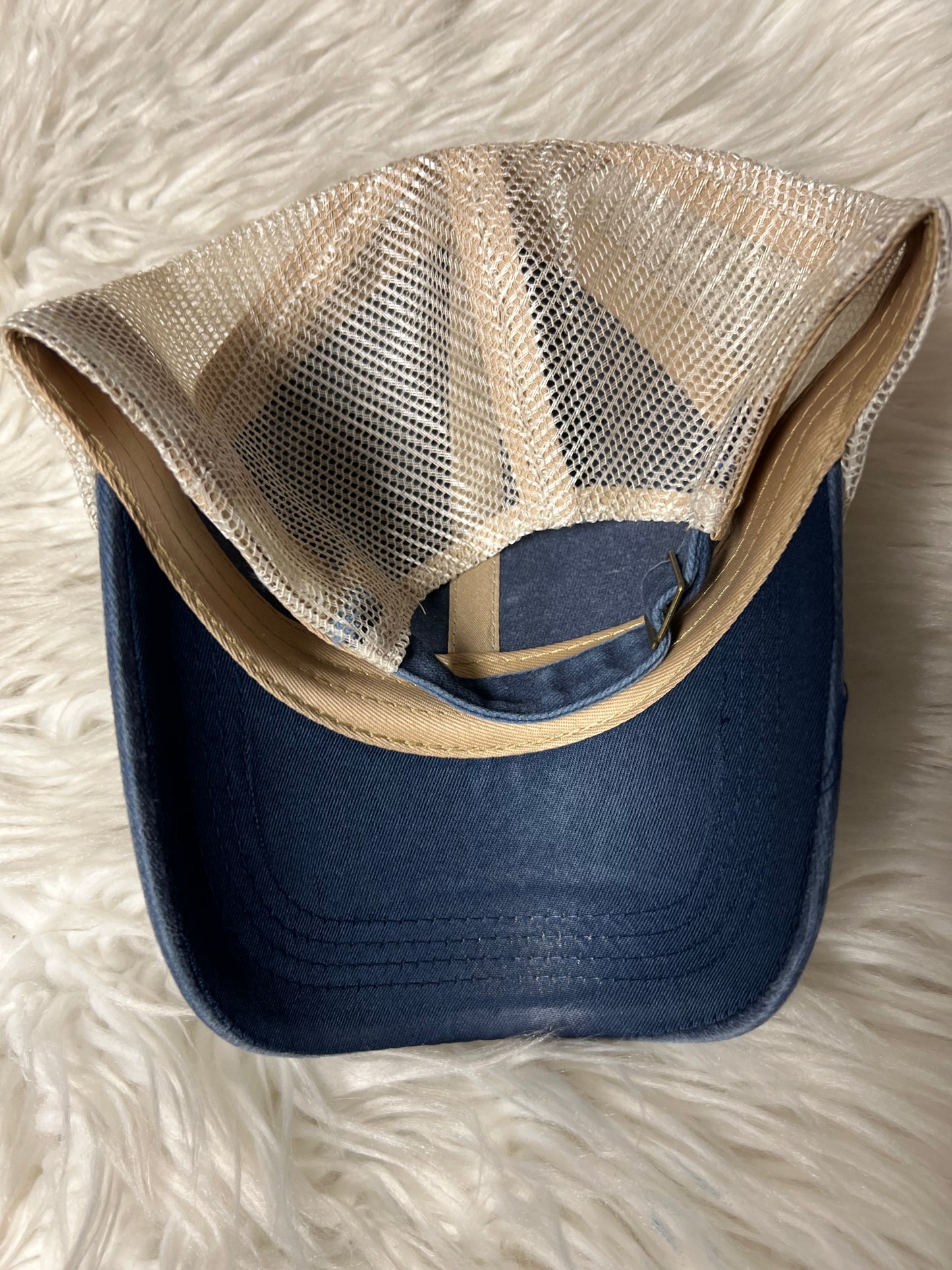 Brand new laser engrave patch hat distress navy blue corgi