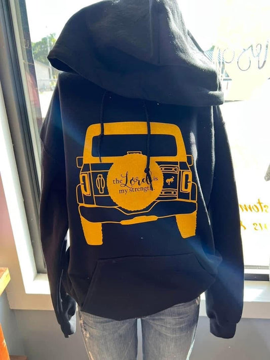 unisex  4 x 4 black hoodie