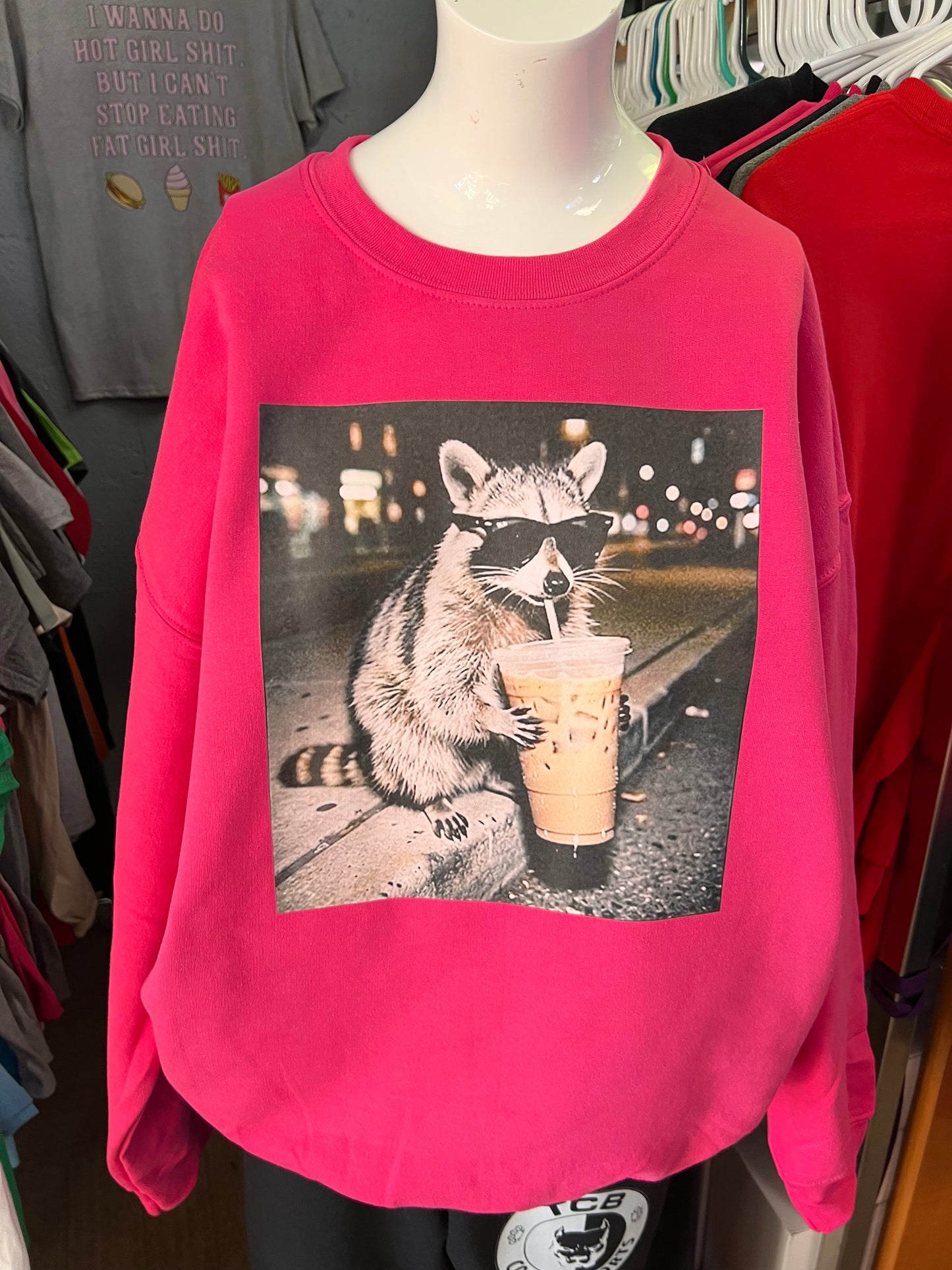 New unisex pink raccoon coffee 