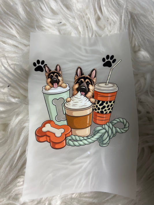 New DTF German Shepherd, coffee