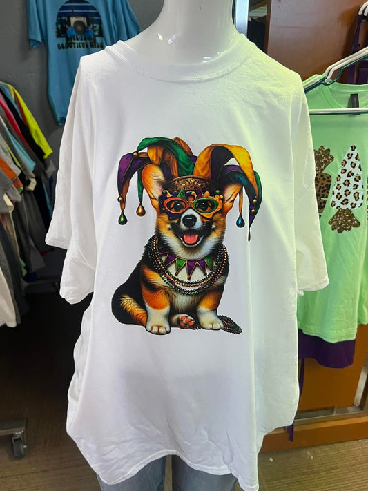 Brand new corgi, Mardi Gras T-shirt