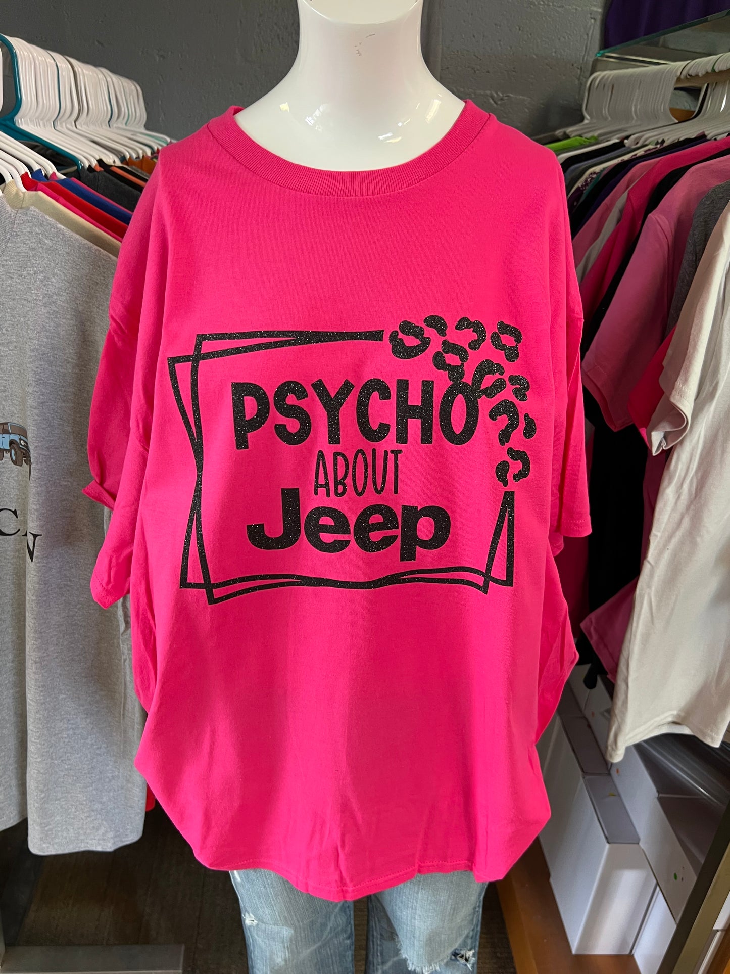 New Gilden unisex shirt hot pink black glitter