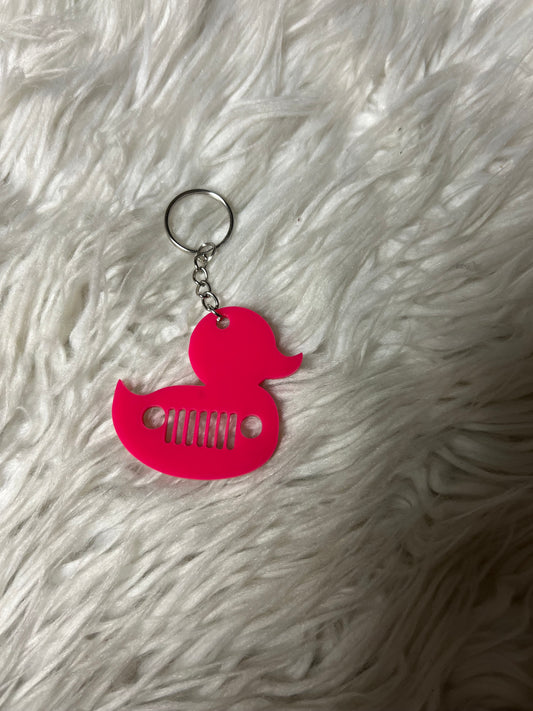 New acrylic duck keychain hot pink