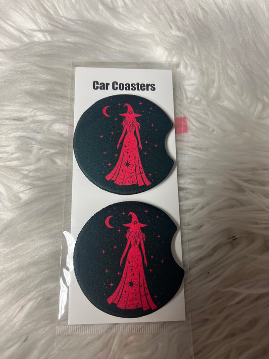 Car coasters black hot pink