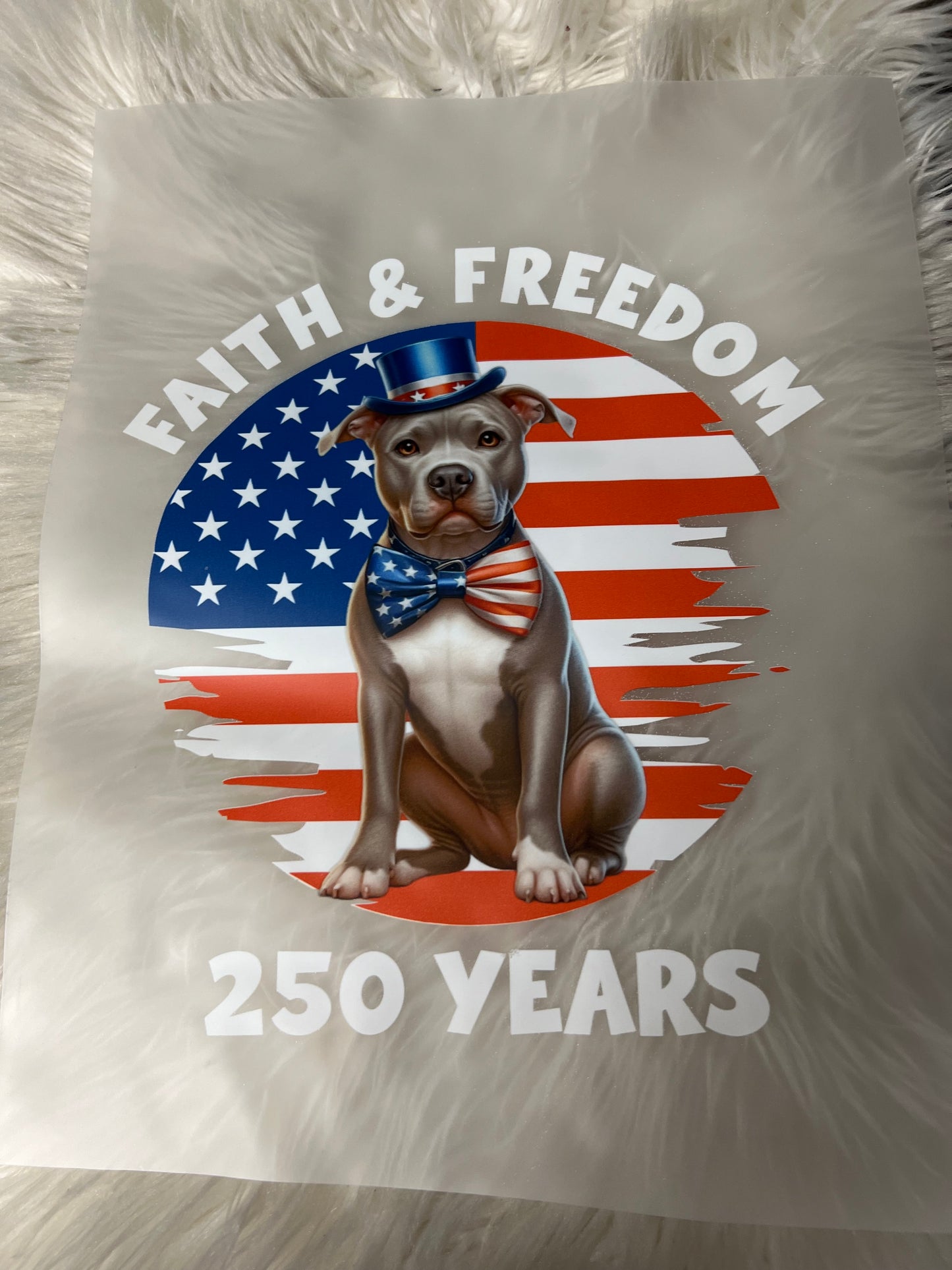 New DTF USA design 250 anniversary pitbull