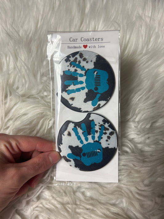 Car coasters cow print