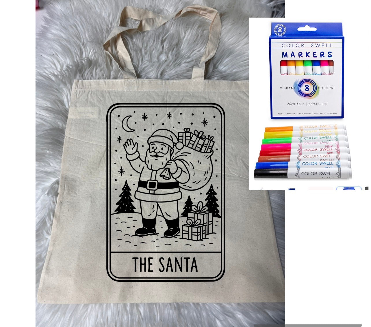 Canvas bag for drawing comes with a pack of markers