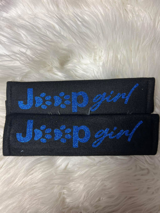 New seatbelt covers blue glitter