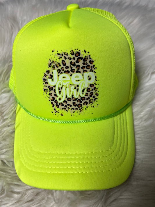 New hat 4 x 4, neon green  leopard