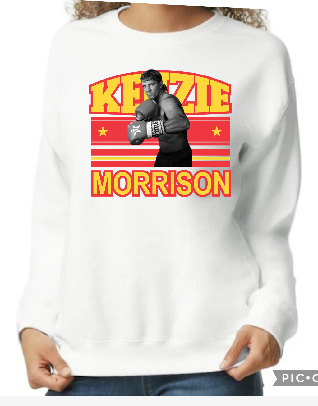 Kenzie Morrison unisex adult, crewneck sweatshirt, Gilden