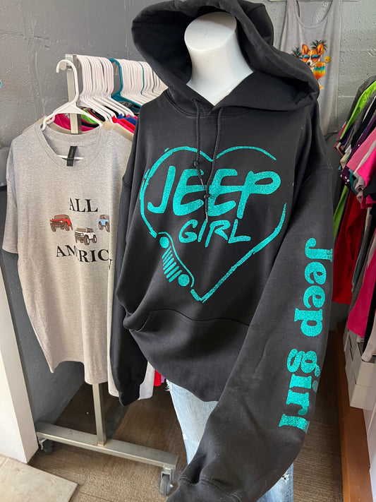 unisex  4 x 4 hoodie teal glitter