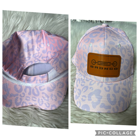Brand new laser engrave patch hat pink leopard youth girls