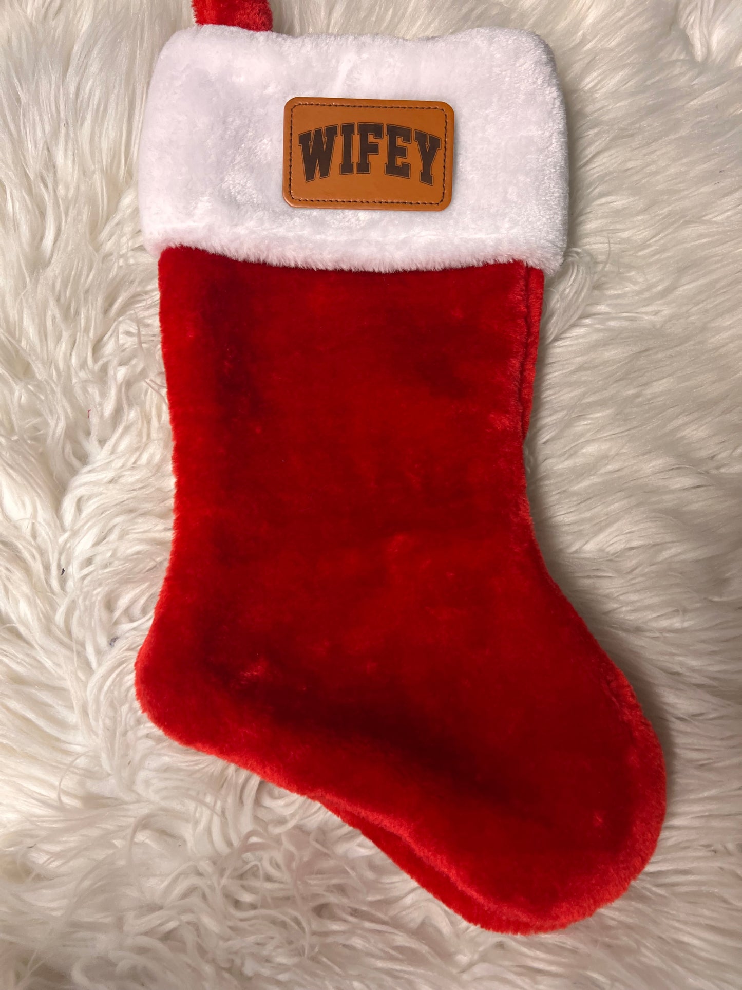 New Christmas stocking laser engraved patch wifey 