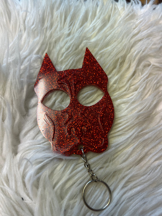 New self-defense resin keychain dog red