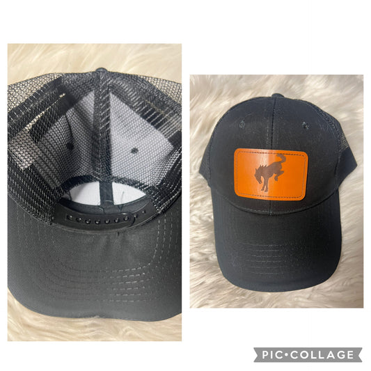 Brand new lasered engraved hat bucking  horse