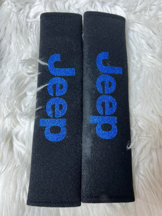 New seatbelt covers glitter blue